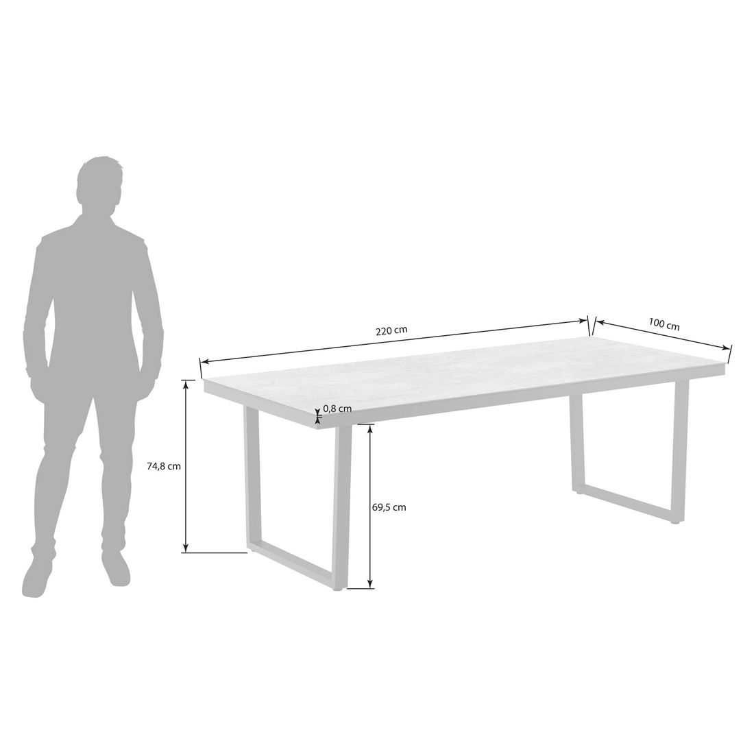 OUTLIV. Gartentisch 220x100cm Edelstahl/Dekton