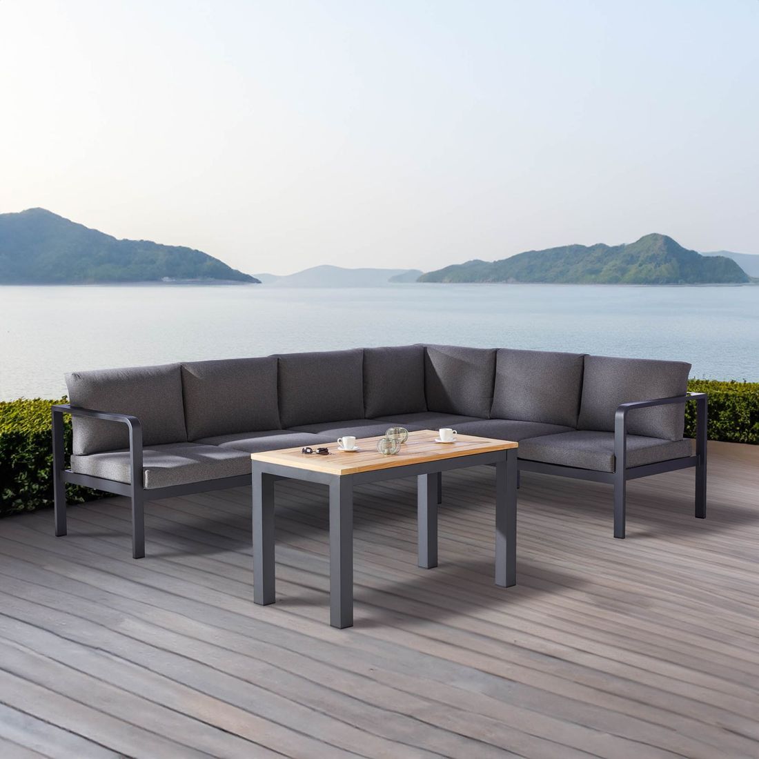 Best Cleveland Ecklounge inkl. Loungetisch Aluminium/Mischgewebe