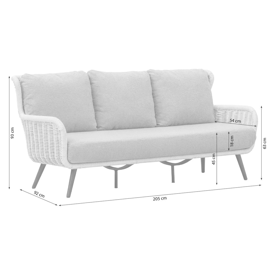 Apple Bee Key Largo Gartenloungesofa Aluminium/Rope/Bee Wett