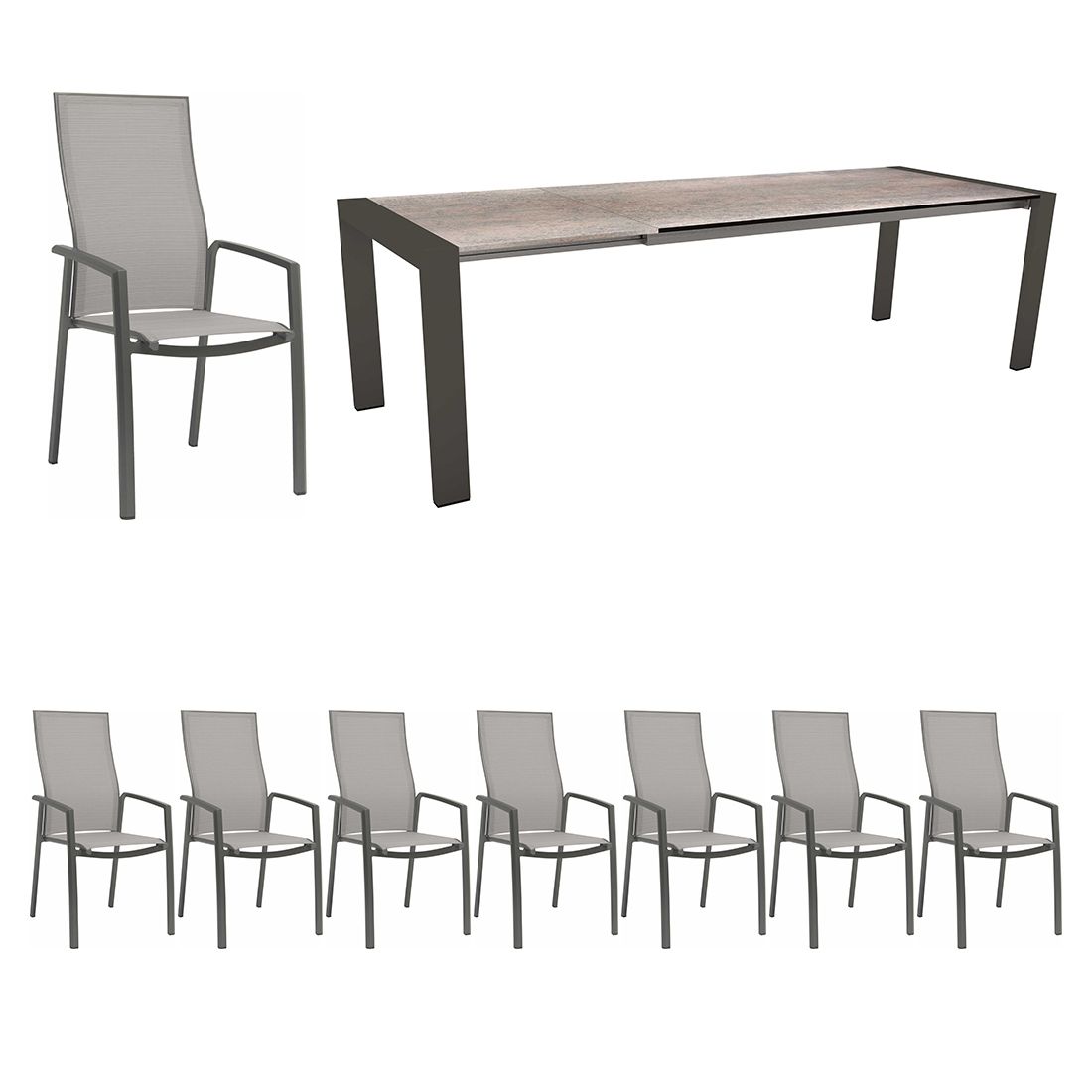 Stern Kari Gartenmöbel-Set XL (8 Plätze) Tisch 200/260x90cm
