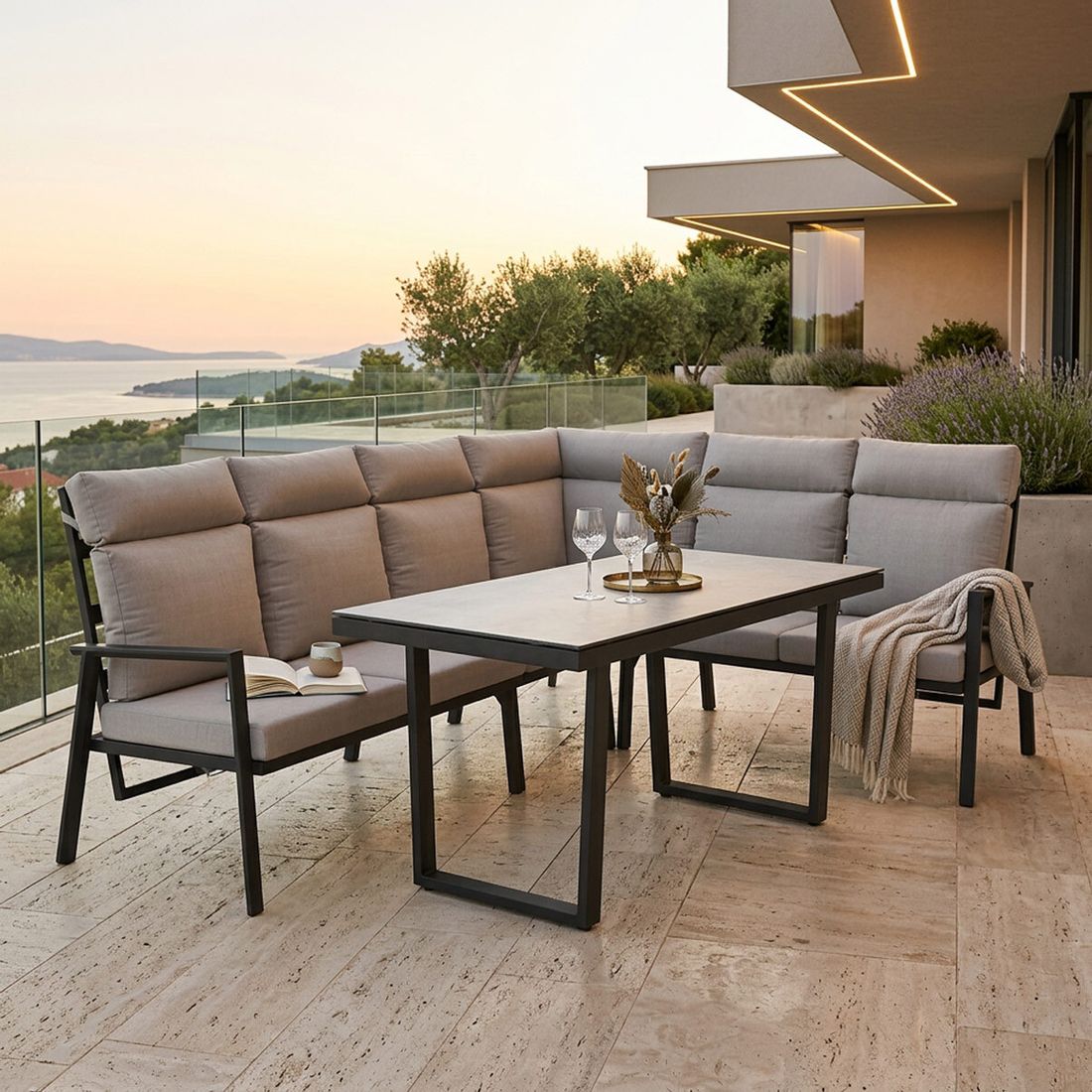 OUTLIV. Milano Dininglounge Tisch 160x90cm Aluminium/Polyester