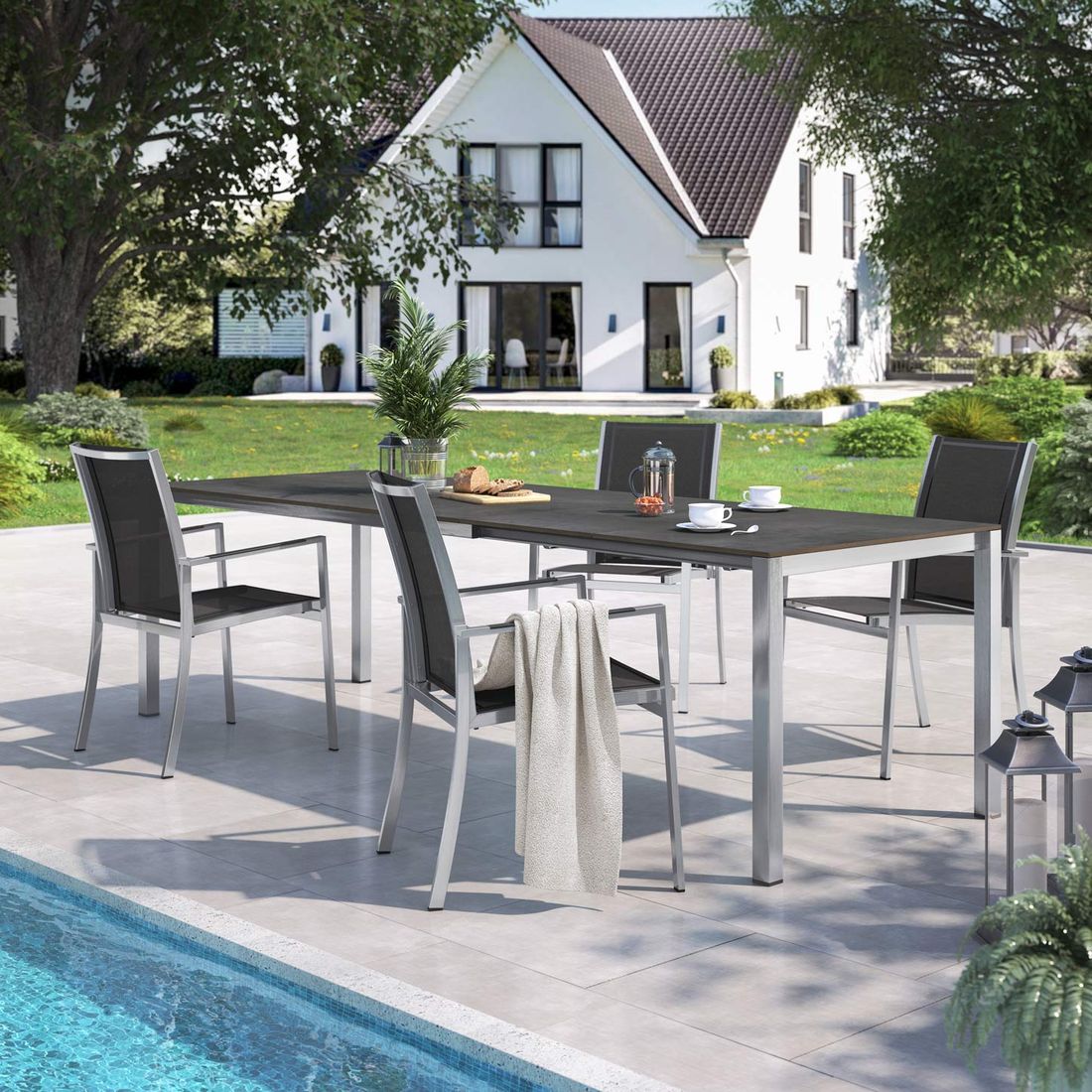 OUTLIV. Oviedo Gartenmöbel-Set M (4 Plätze) Tisch 160/217/267x92cm