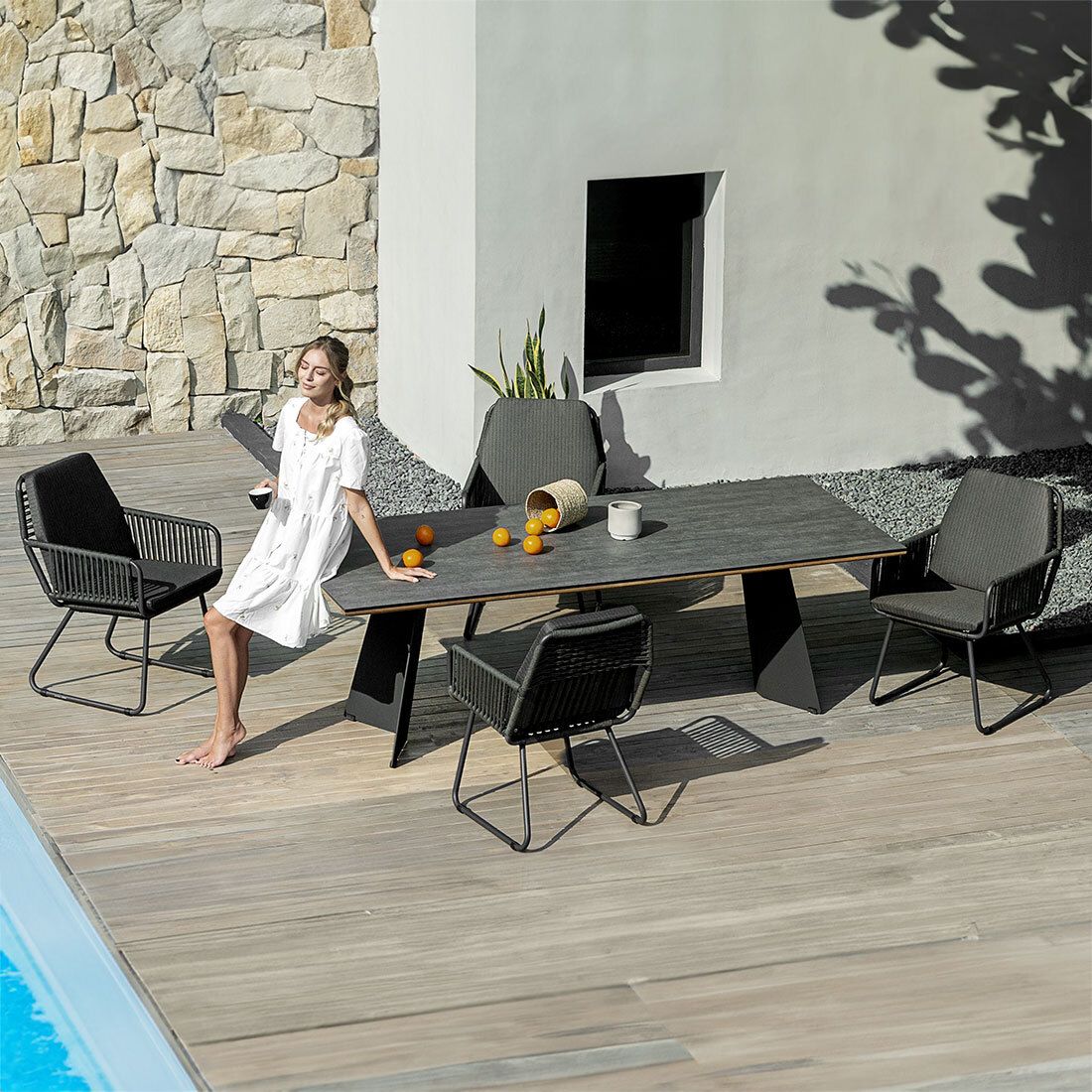 Zebra Flix Gartenmöbel-Set M (4 Plätze) Tisch 230x100cm