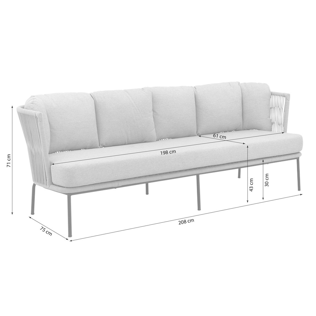 Cosmic Collection Touch Gartenloungesofa Stahl/Rope/Spun Polyester