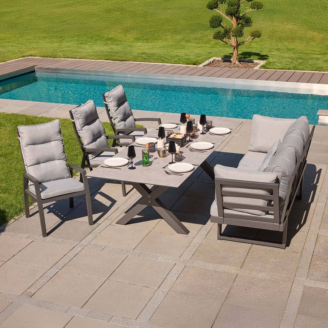 LC Garden Bondino Gartenmöbel-Set Tisch 200/260x100cm