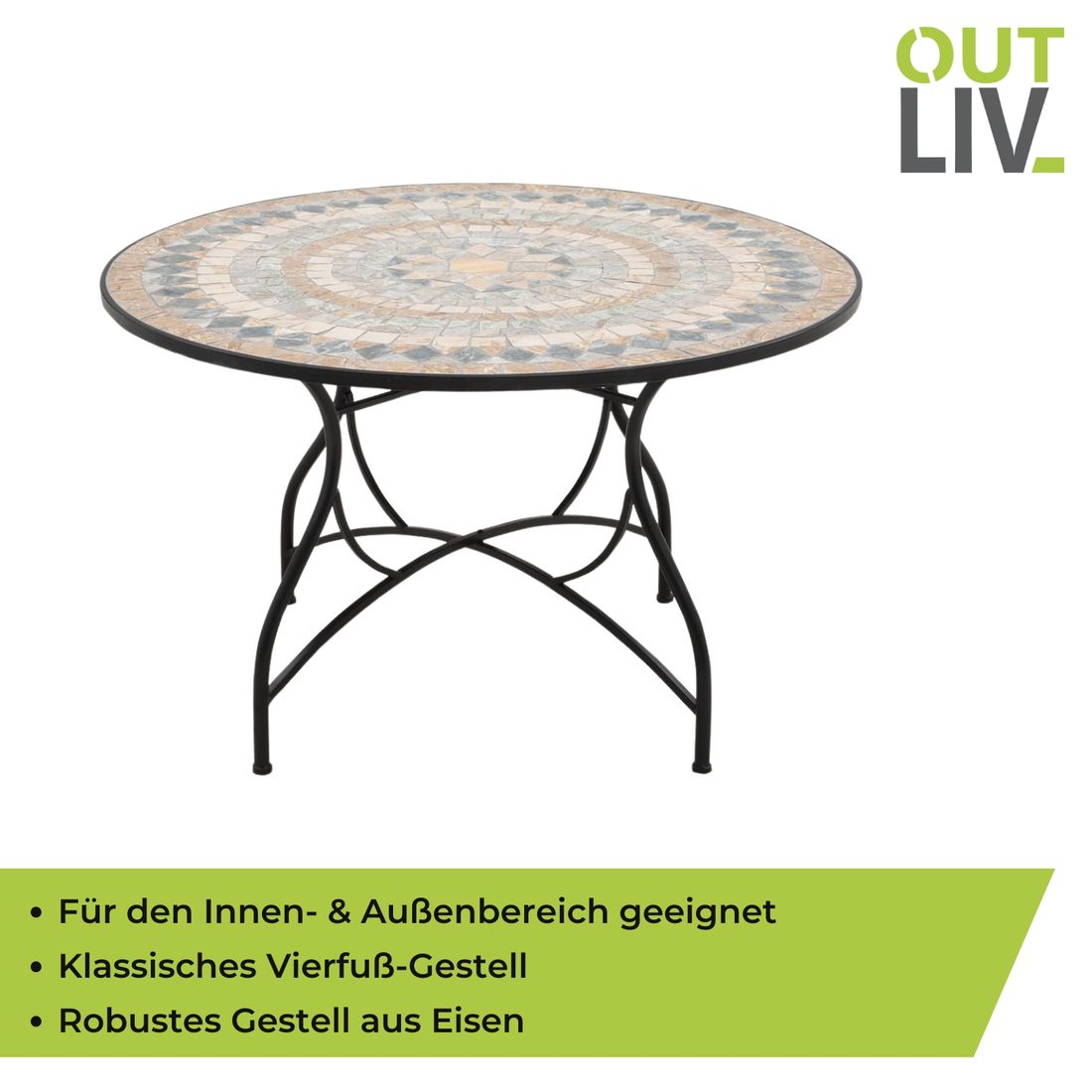 OUTLIV. Mosaik Gartentisch Eisen/Mosaik