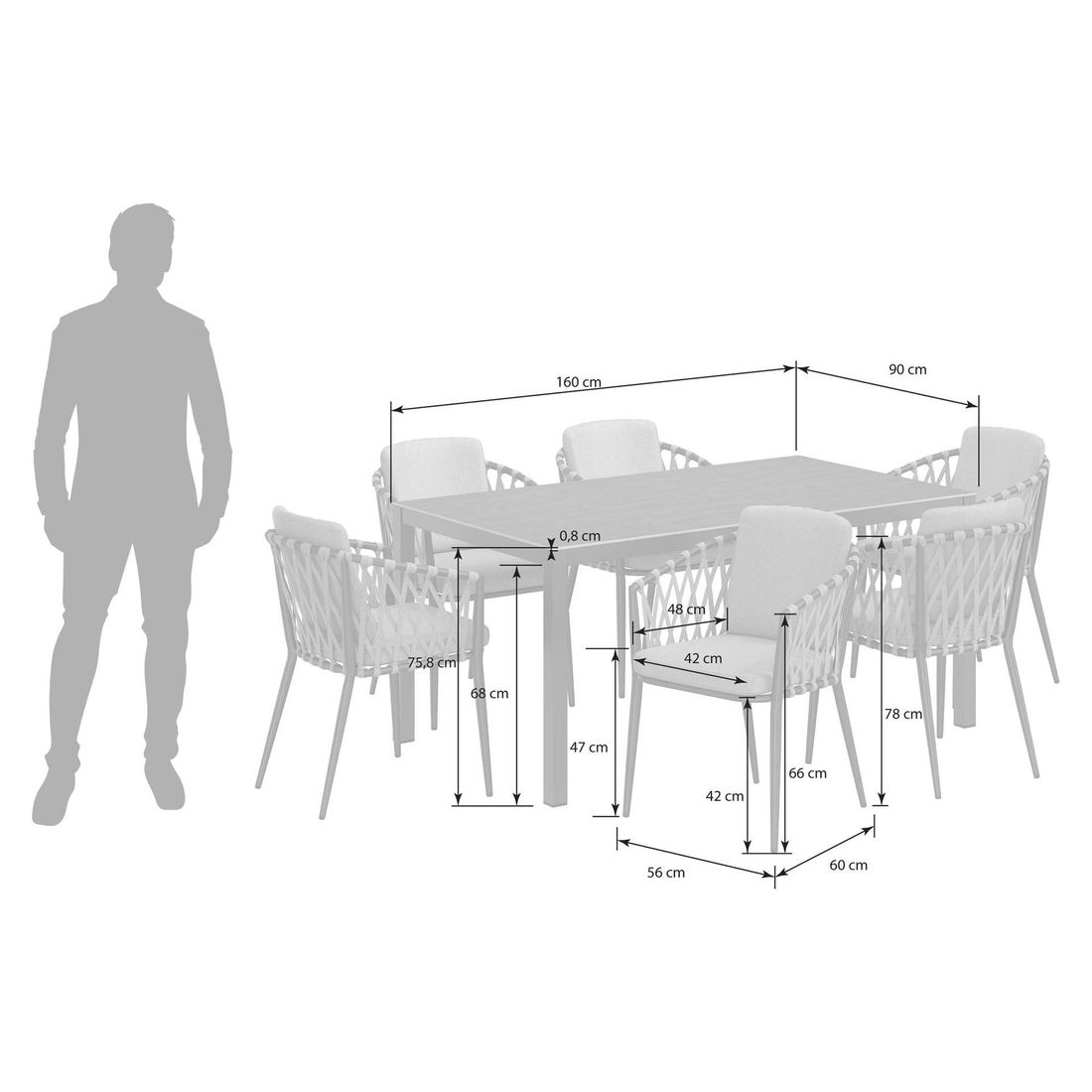 OUTLIV. Cairns Gartenmöbel-Set Tisch 160x90 cm