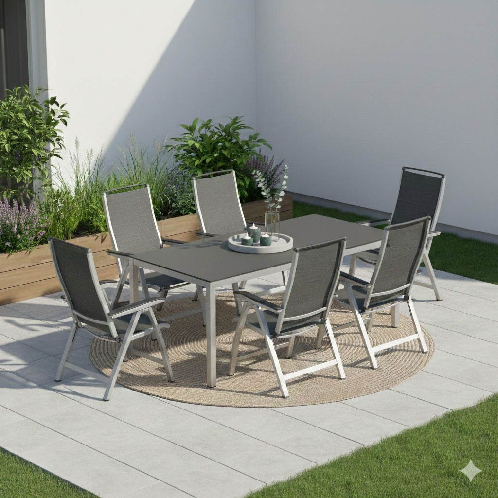 Kettler Forma II Gartenmöbel-Set L verstellbar (6 Plätze) mit OUTLIV. Tisch 160x90cm