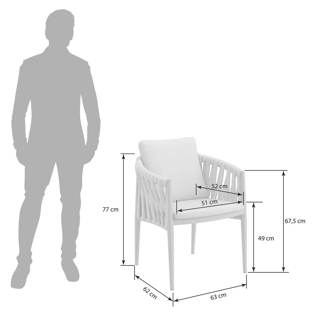 OUTLIV. Lena Gartensessel Aluminium mit Sitz- und Rückenkissen