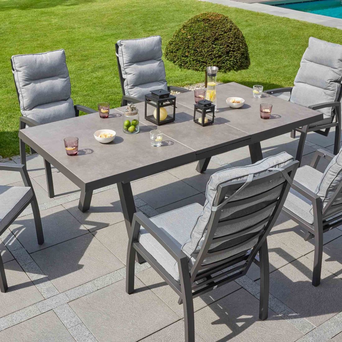 LC Garden Vivera-Stone Ausziehtisch Aluminium/Sinterstone