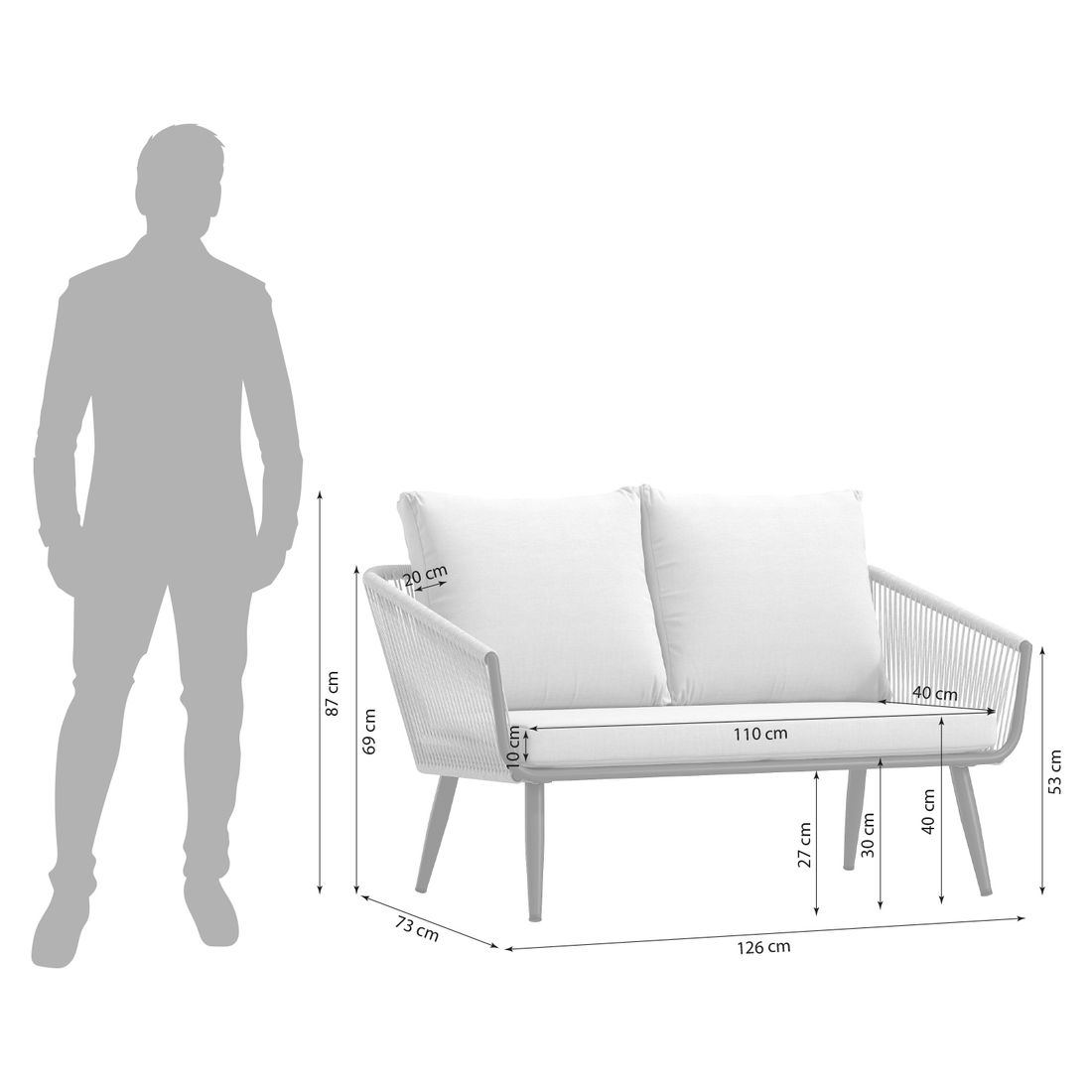 OUTLIV. Alex Gartenloungesofa Aluminium/Rope/Olefin
