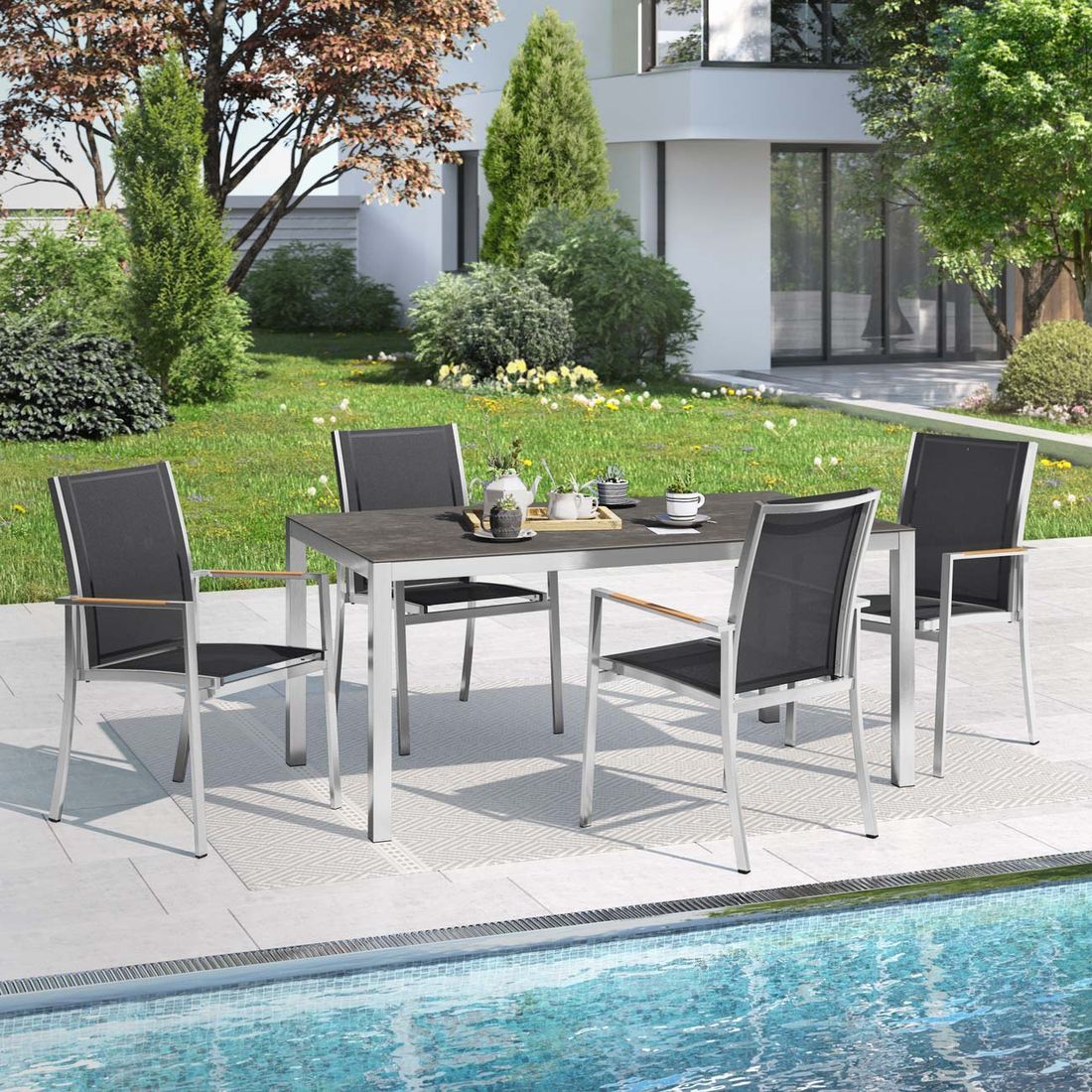 OUTLIV. Oviedo Gartenmöbel-Set M (4 Plätze) Tisch 160x90cm