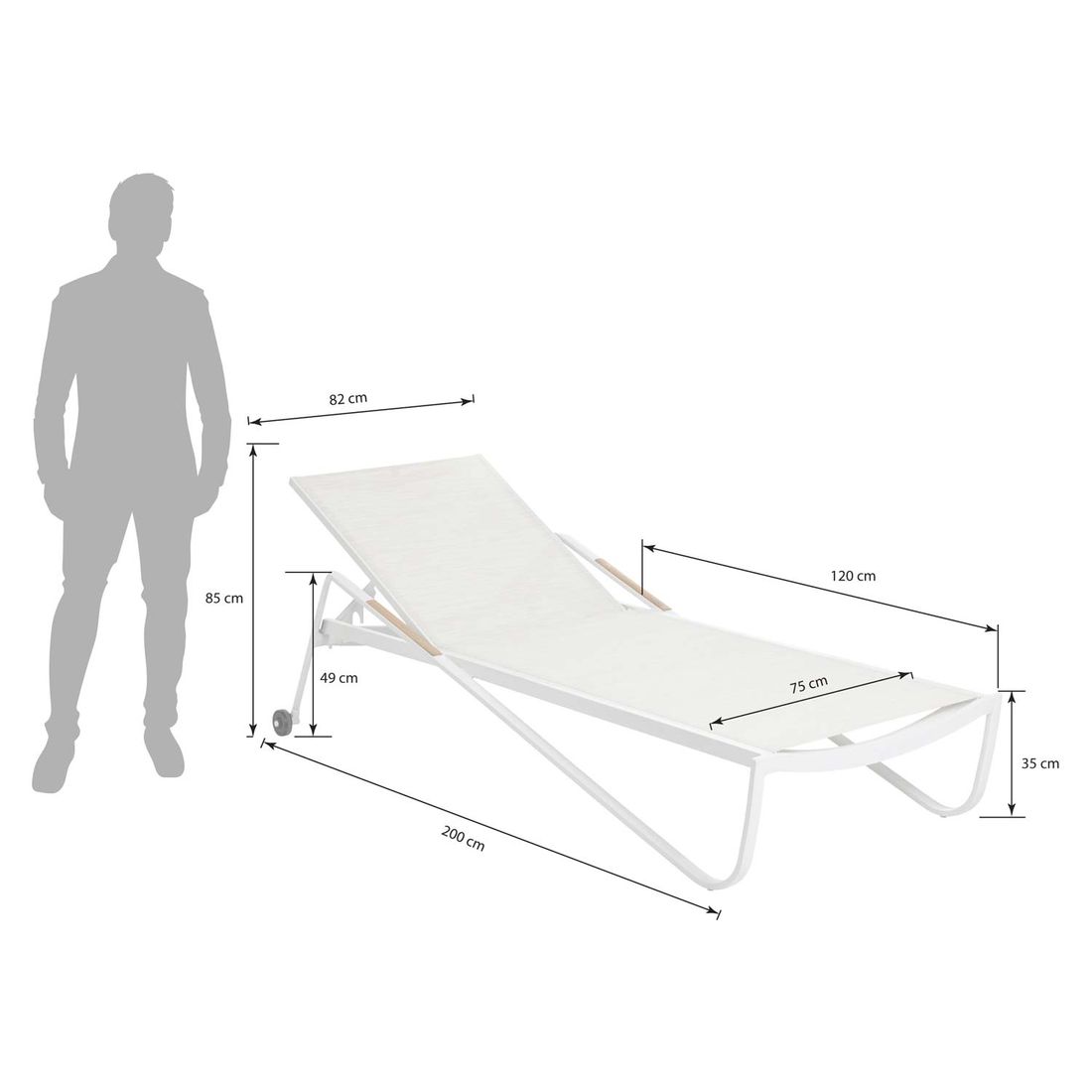 Kettler Diamond Gartenliege verstellbar Aluminium/Outdoorgewebe
