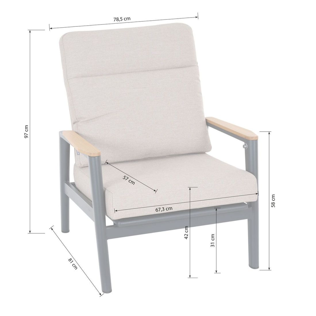 Siena Garden Cortina Loungeset verstellbar inkl. OUTLIV. Lifttisch Aluminium/Rope/Polypropylen