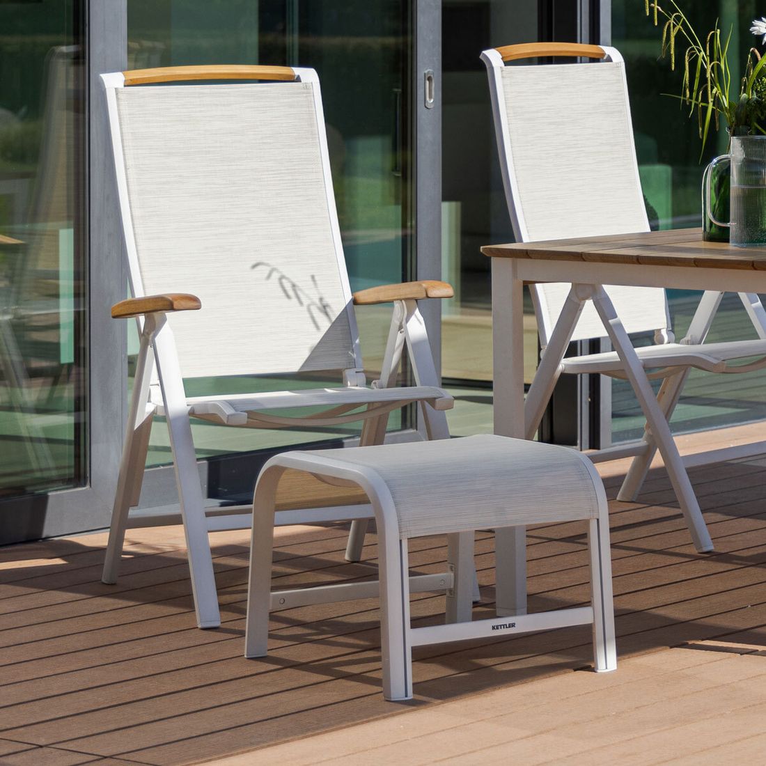 Kettler Memphis Gartenhocker Aluminium/Outdoorgewebe