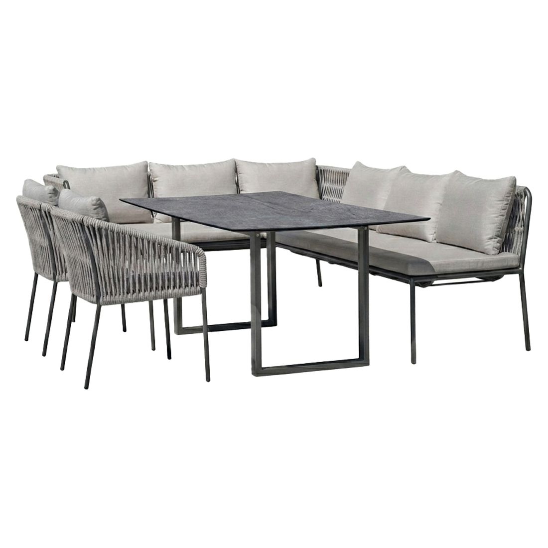 Stern Marla Dininglounge Tisch 160x90cm Aluminium/Rope/Polyacryl