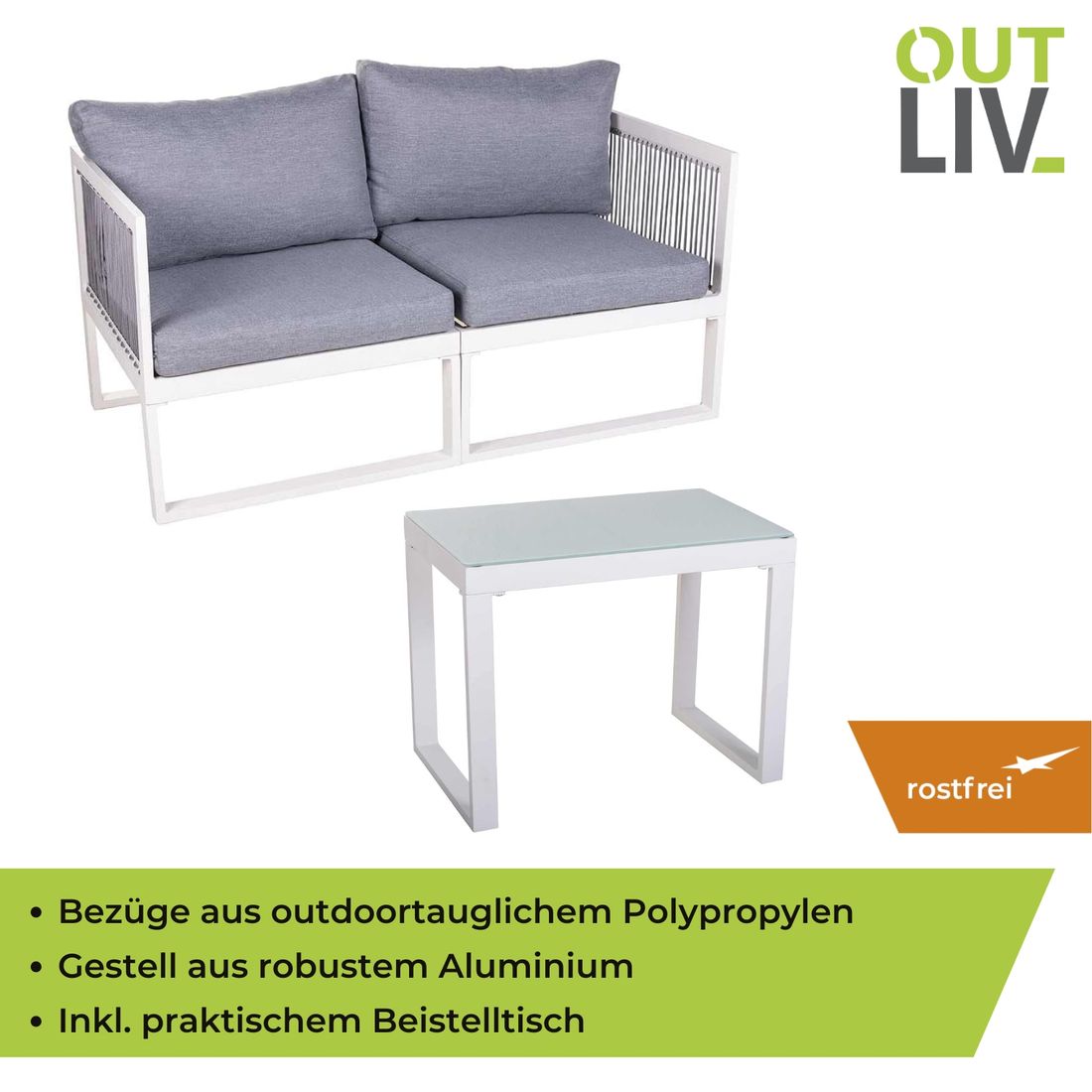 OUTLIV. Oscar Loungeset inkl. Loungetisch Aluminium/Kunstfaser