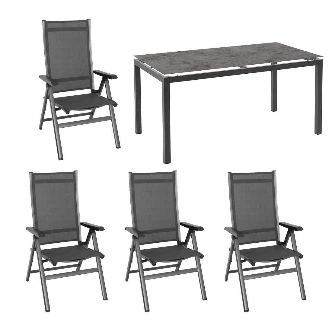 MWH Elements Gartenmöbel-Set M (4 Plätze) mit OUTLIV. Tisch 160x90cm
