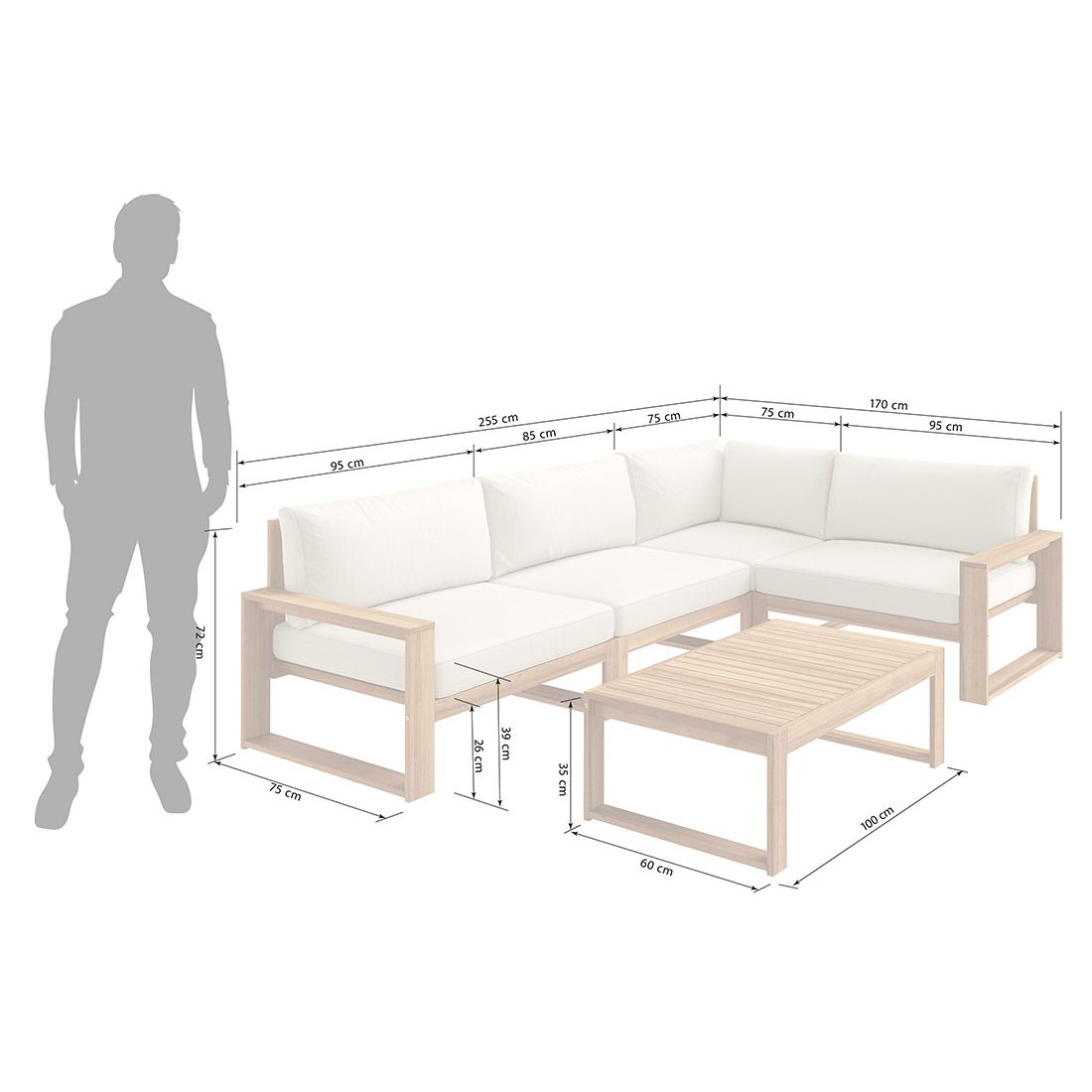 OUTLIV. Santa Cruz Ecklounge inkl. Loungetisch Akazie/Polyester
