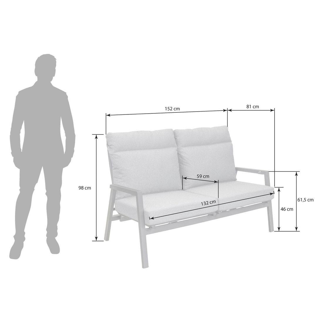 LC Garden Sondrino Diningsofa verstellbar Aluminium/Polyester