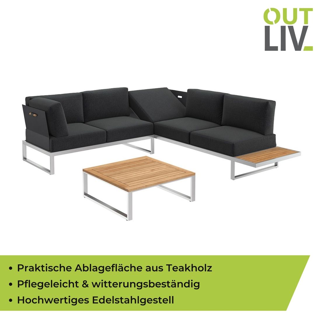 OUTLIV. Capri Ecklounge inkl. Loungetisch Edelstahl/Polyester