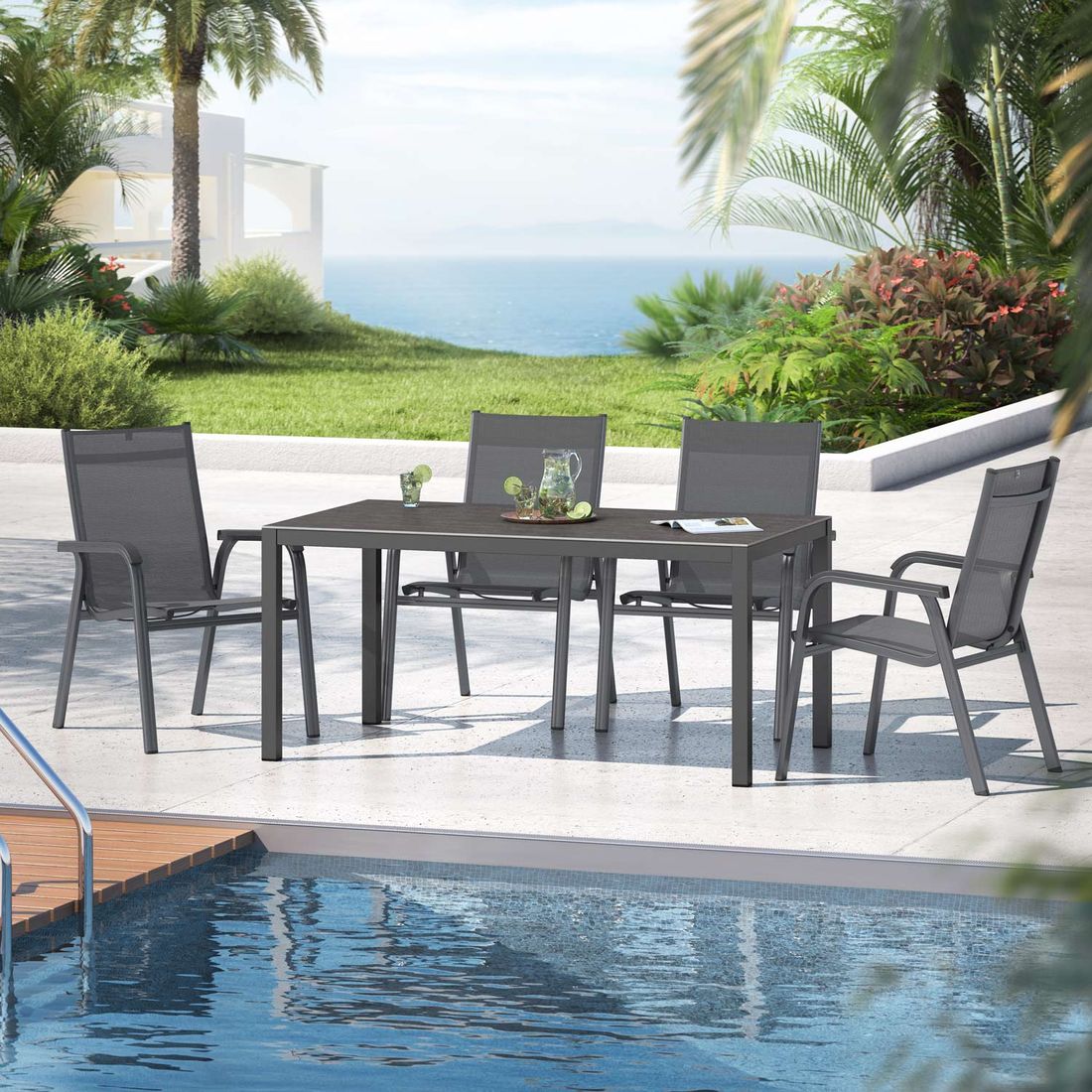 Kettler Basic Plus Gartenmöbel-Set M (4 Plätze) Tisch 160x90cm