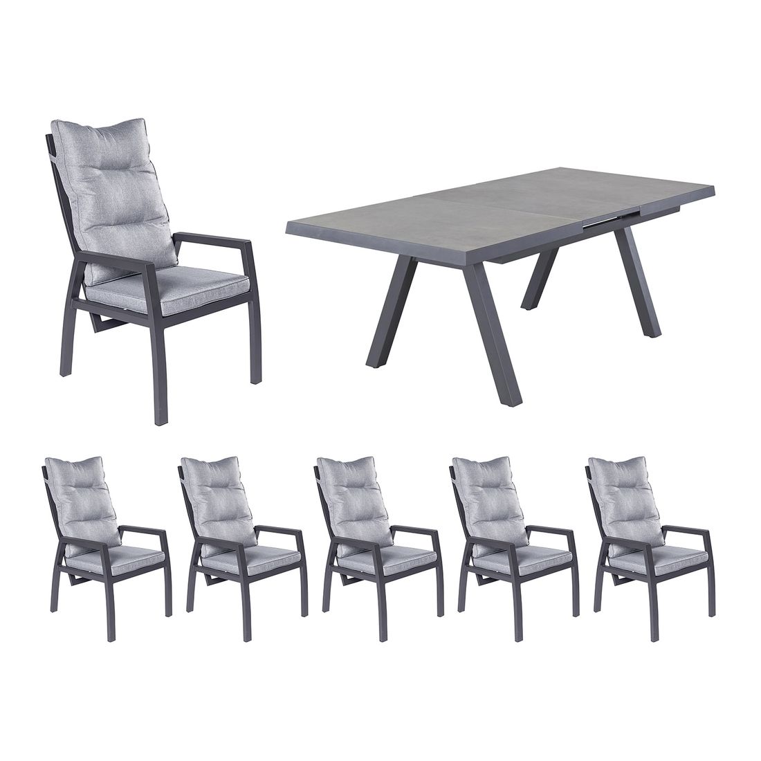 LC Garden Bondino Gartenmöbel-Set L verstellbar (6 Plätze) Tisch 160/210x100cm