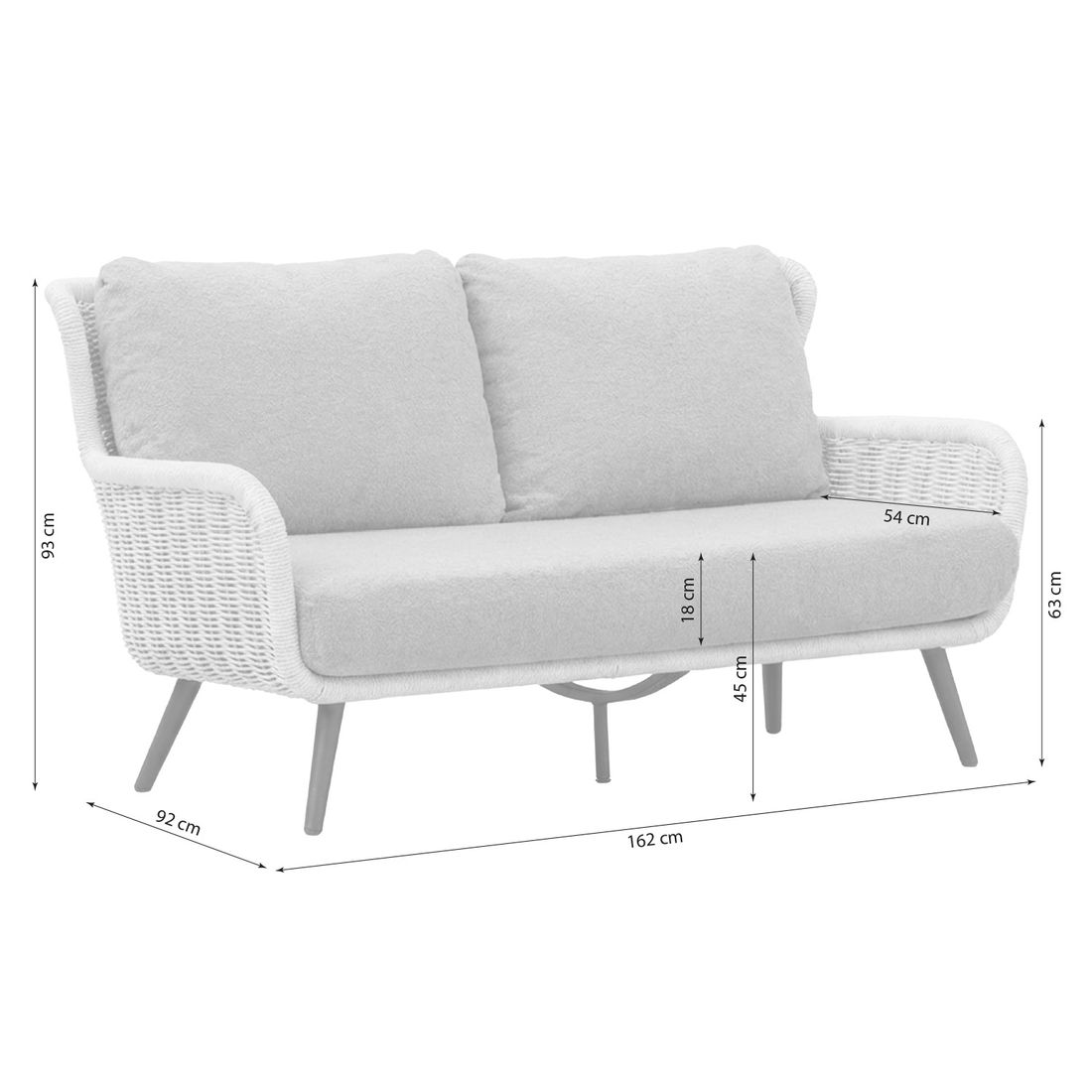 Apple Bee Key Largo Gartenloungesofa Aluminium/Rope/Bee Wett