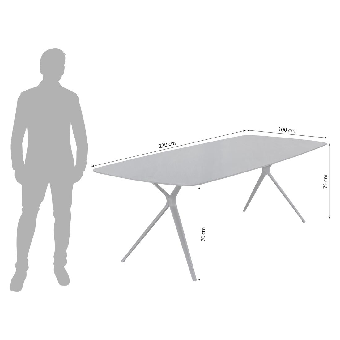 Interliving 7012 Gartentisch 220x100cm Aluminium/Sinterstone