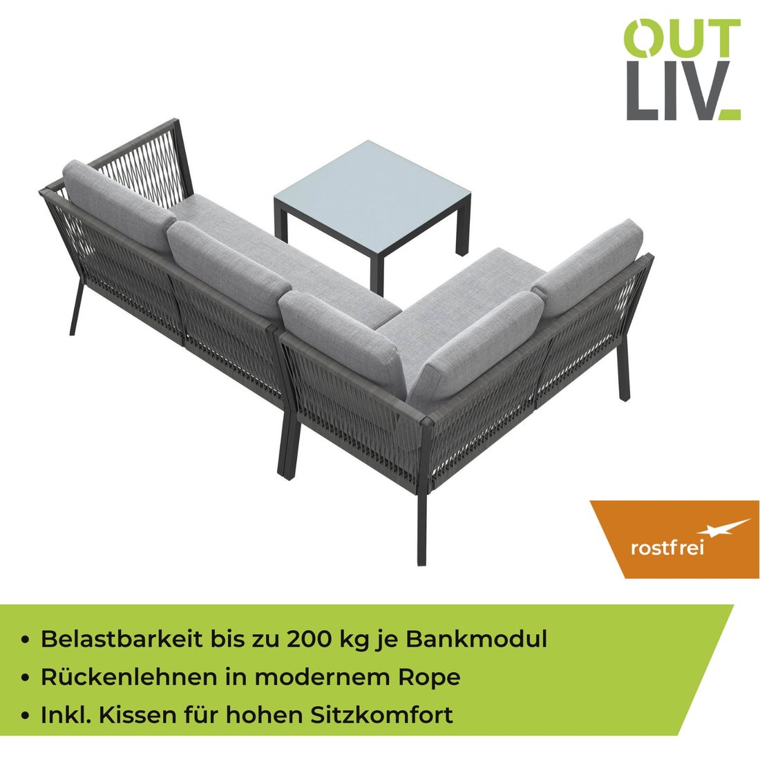 OUTLIV. Alex Ecklounge Aluminium/Rope