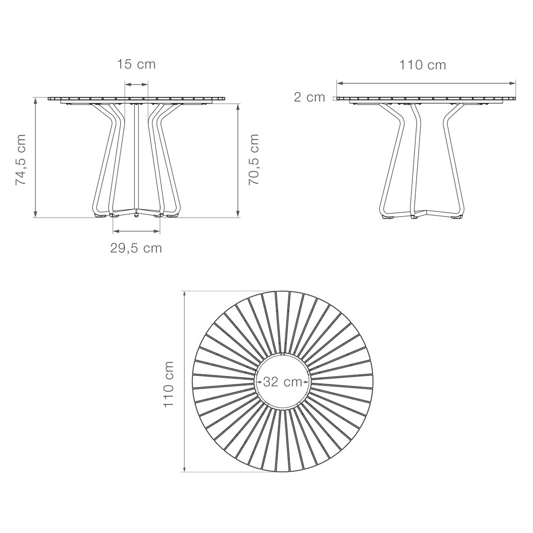 HOUE Circle Gartentisch Aluminium/Bambus