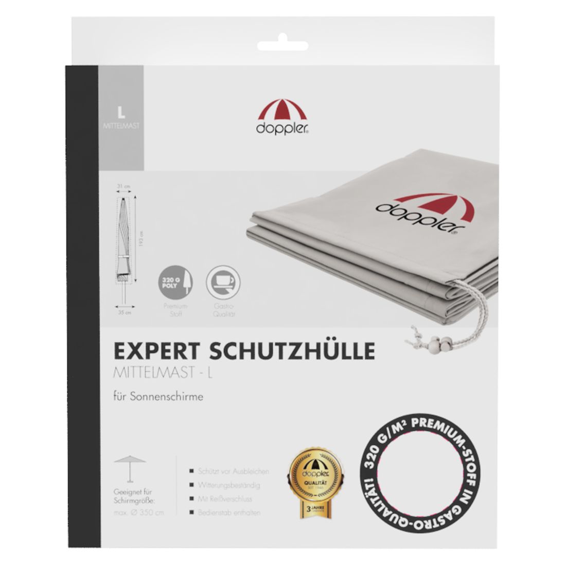 Doppler Expert Schutzhülle für Mittelstockschirme 300x200, Ø350cm