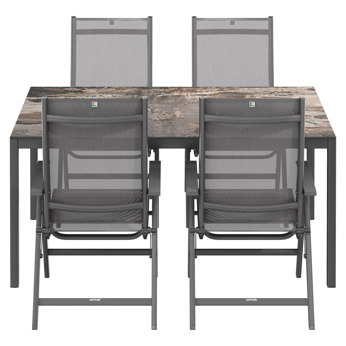 Kettler Basic Plus Gartenmöbel-Set mit OUTLIV. Tisch Aluminium/Dekton