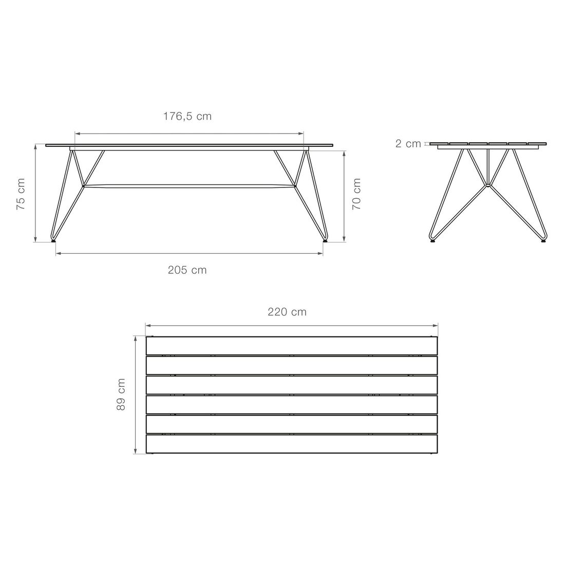 HOUE Sketch Gartentisch Stahl/Bambus