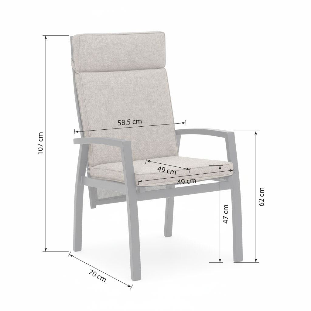LC Garden Avena Gartensessel Sitztiefe verstellbar Aluminium mit Sitz- und Rückenkissen