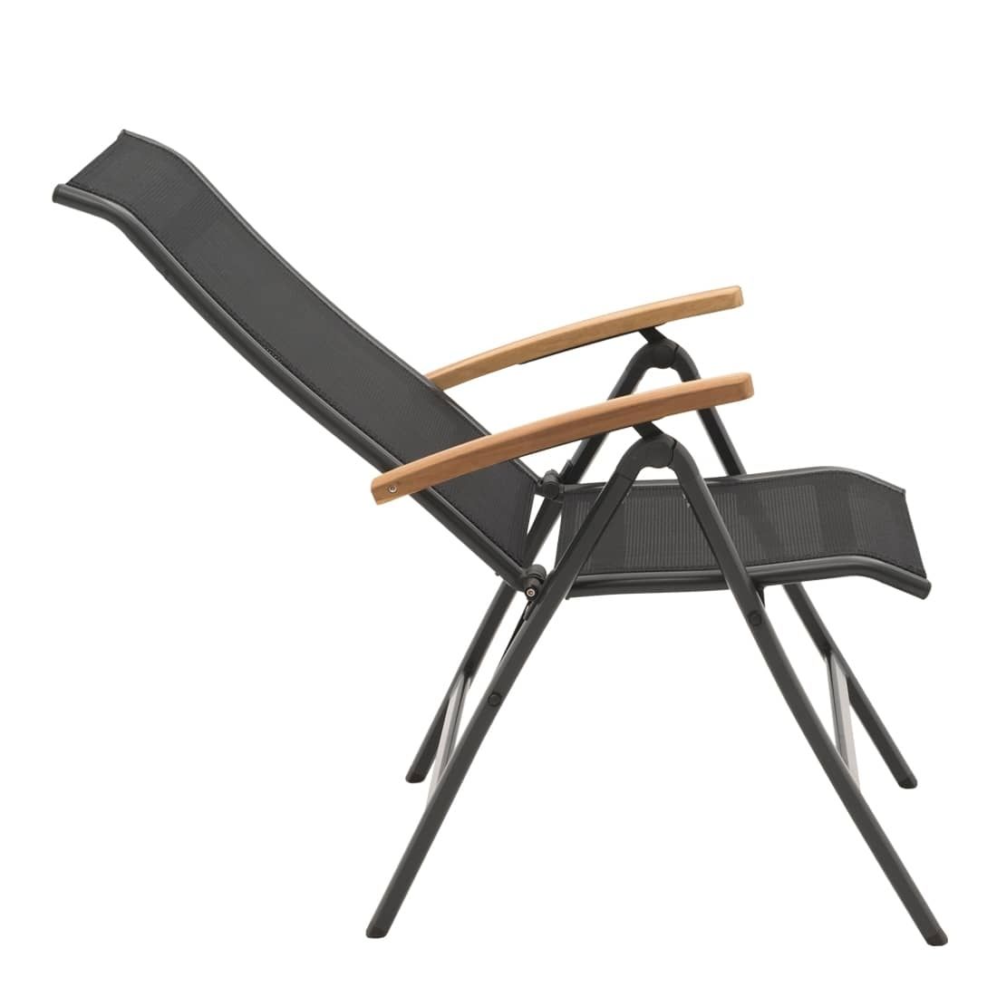 OUTLIV. Alpha Klappsessel Aluminium/Textilene Teakarmlehnen