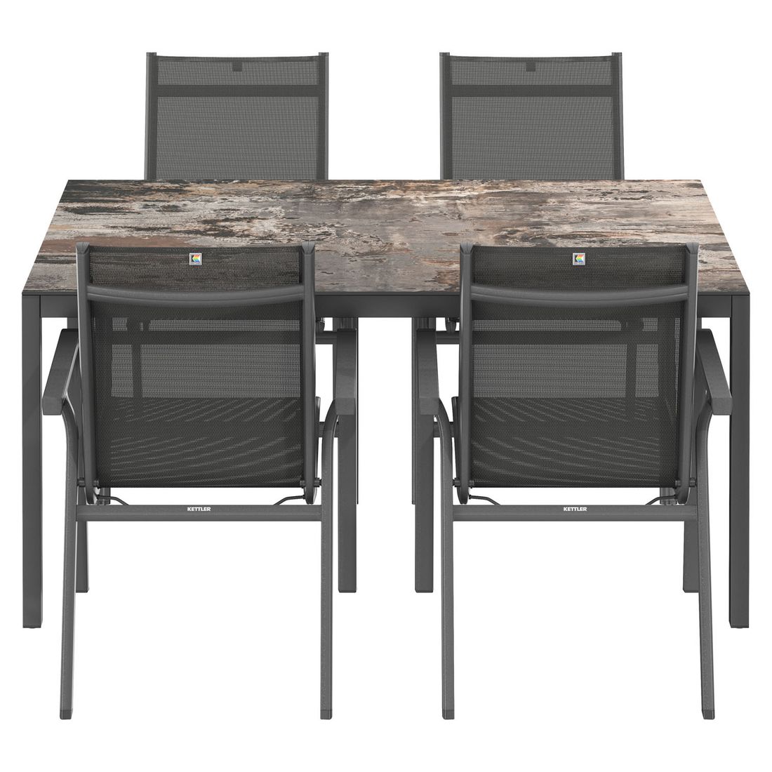 Kettler Basic Plus Gartenmöbel-Set mit OUTLIV. Tisch Aluminium/Dekton