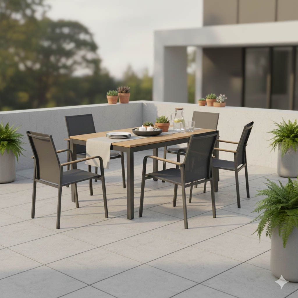 OUTLIV. Darwin Gartenmöbel-Set M (4 Plätze) Tisch 150/210x90cm