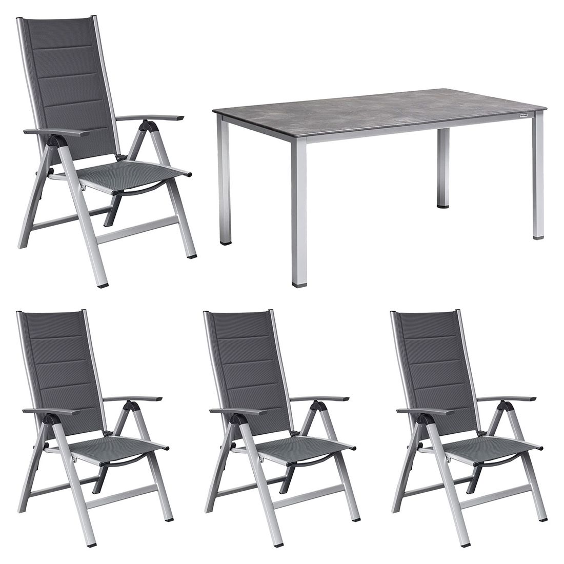 OUTLIV. Melbourne Gartenmöbel-Set M verstellbar (4 Plätze) mit Kettler Tisch 160x90cm