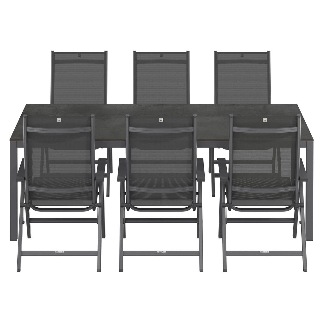 Kettler Basic Plus Gartenmöbel-Set L verstellbar (6 Plätze) mit OUTLIV. Tisch 220x100cm