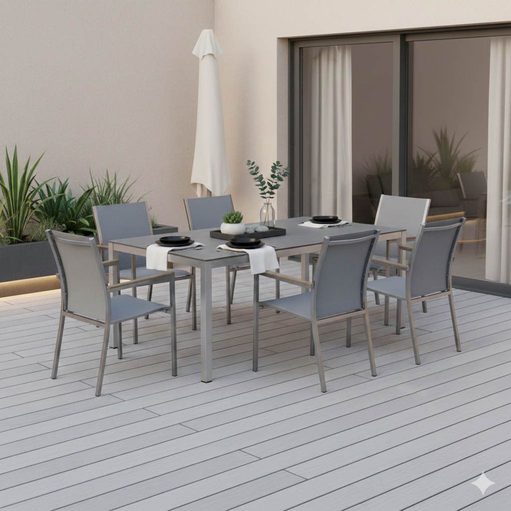 Stern Polaris Gartenmöbel-Set L (6 Plätze) mit OUTLIV. Tisch 220x100cm