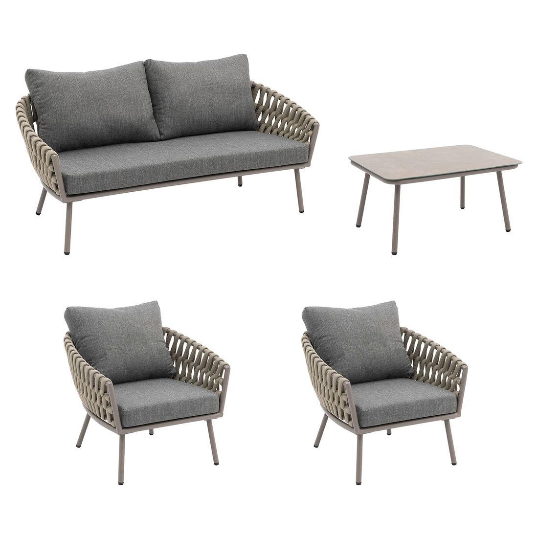 OUTLIV. Valencia Loungeset inkl. Loungetisch Aluminium/Rope