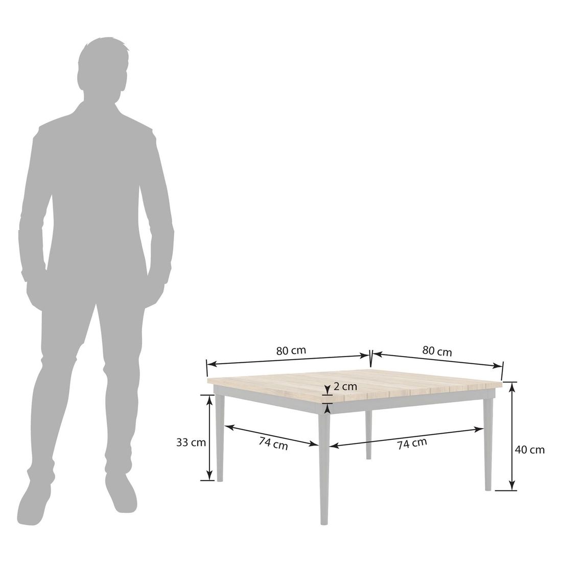 OUTLIV. Monet Loungetisch Aluminium/Teak recycelt