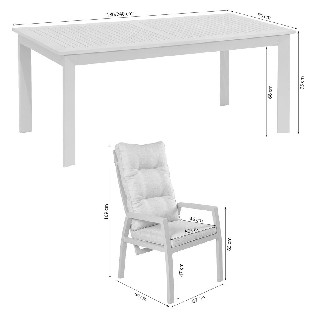LC Garden Bondino Gartenmöbel-Set Tisch 180/240x90cm
