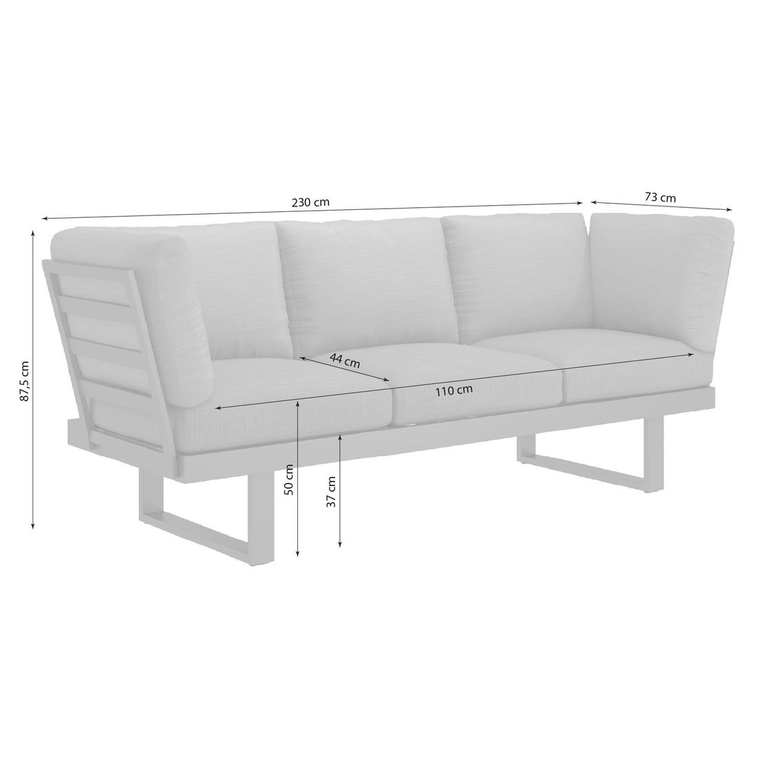 OUTLIV. Atlanta Diningsofa Aluminium/Polyester