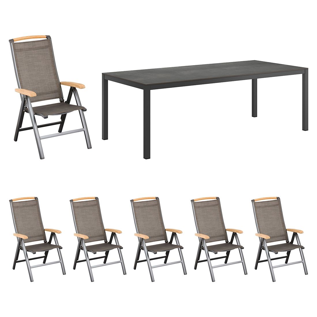 Kettler Memphis Gartenmöbel-Set L verstellbar (6 Plätze) mit OUTLIV. Tisch 220x100cm