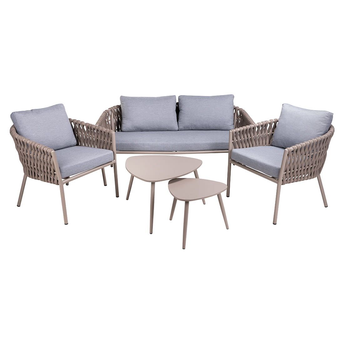 OUTLIV. Loungeset inkl. Loungetisch Stahl/Kunstfaser