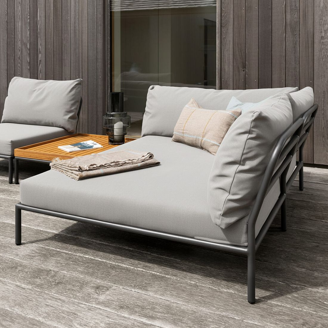 Houe Level 2 Cozy Eck-/Endmodul Aluminium/Sunbrella