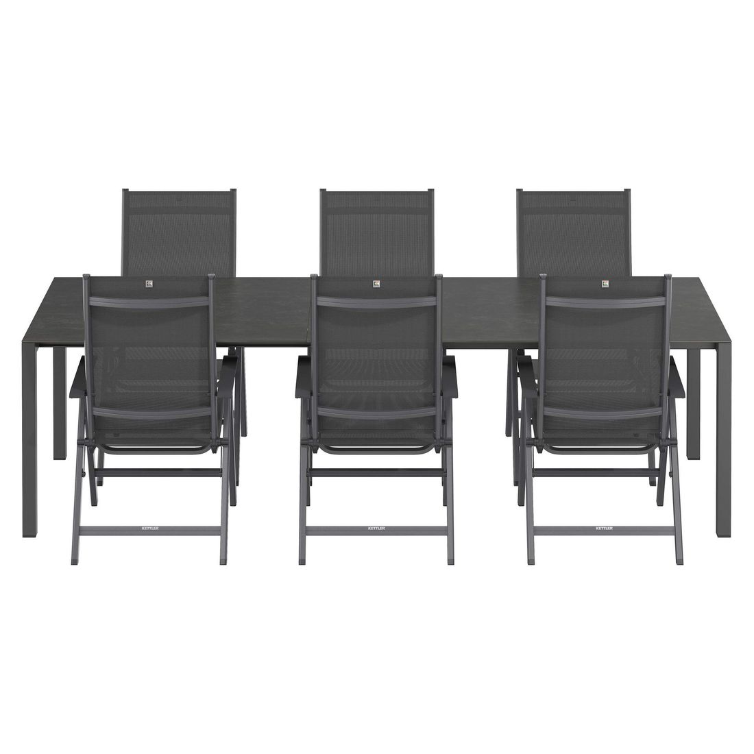 Kettler Basic Plus Gartenmöbel-Set L (6 Plätze) Tisch 160/267x91cm