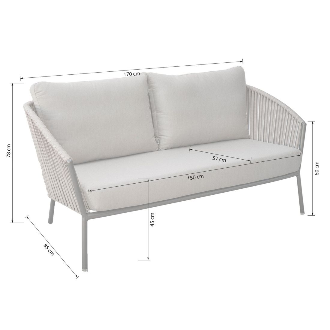 Stern Cliff Loungeset inkl. Beistelltische Aluminium/Rope/Polyacryl